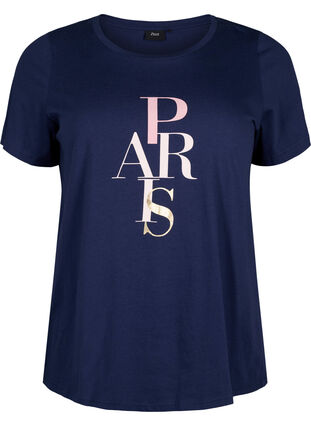 Cotton T-shirt with text print, Medieval B. w. Paris, Packshot image number 0