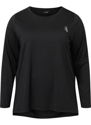 Long-sleeved training blouse with structure, Black, Packshot image number 0