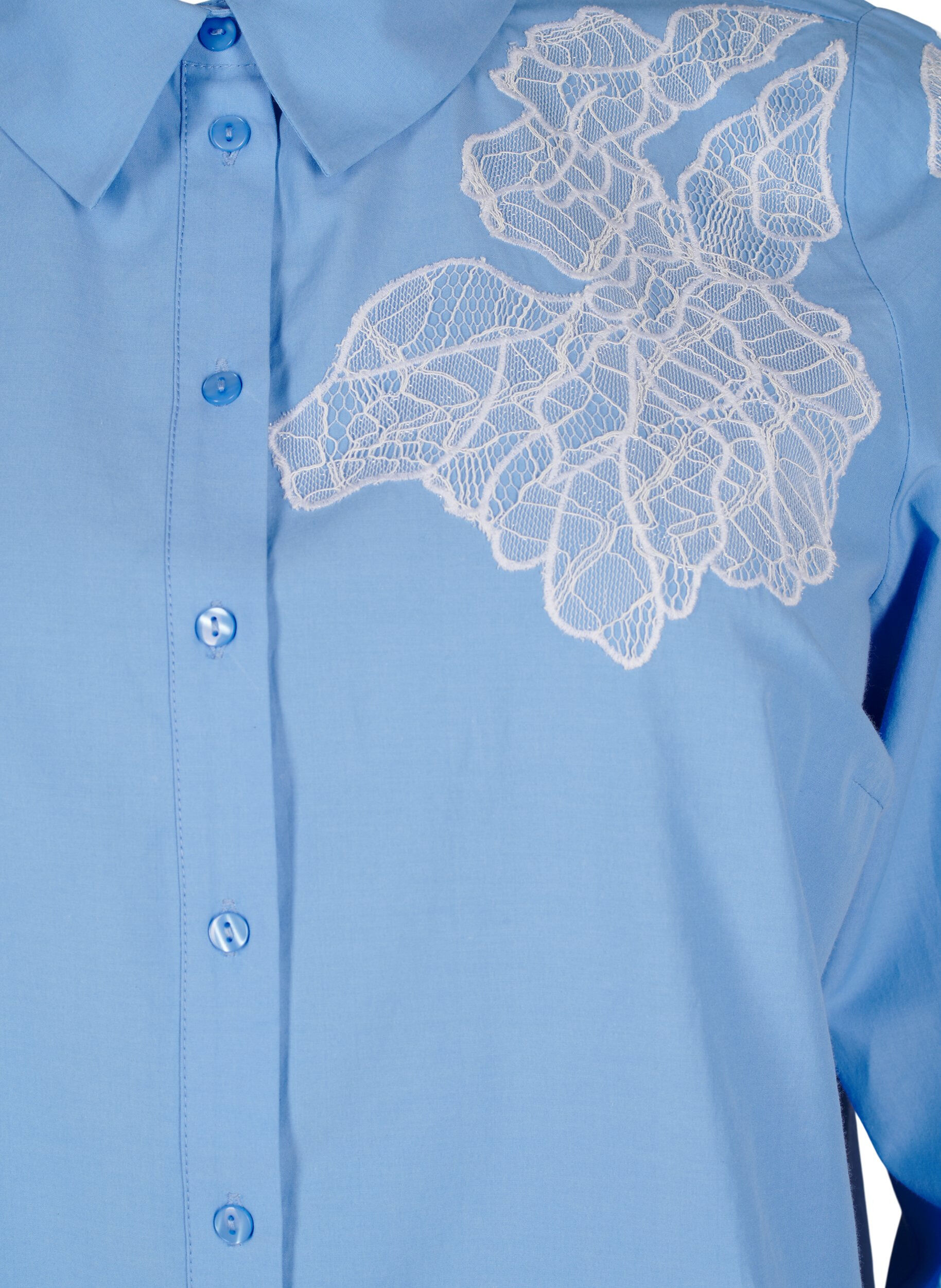 Zizzifashion Shirt with lace details, Light Blue, Packshot image number 2