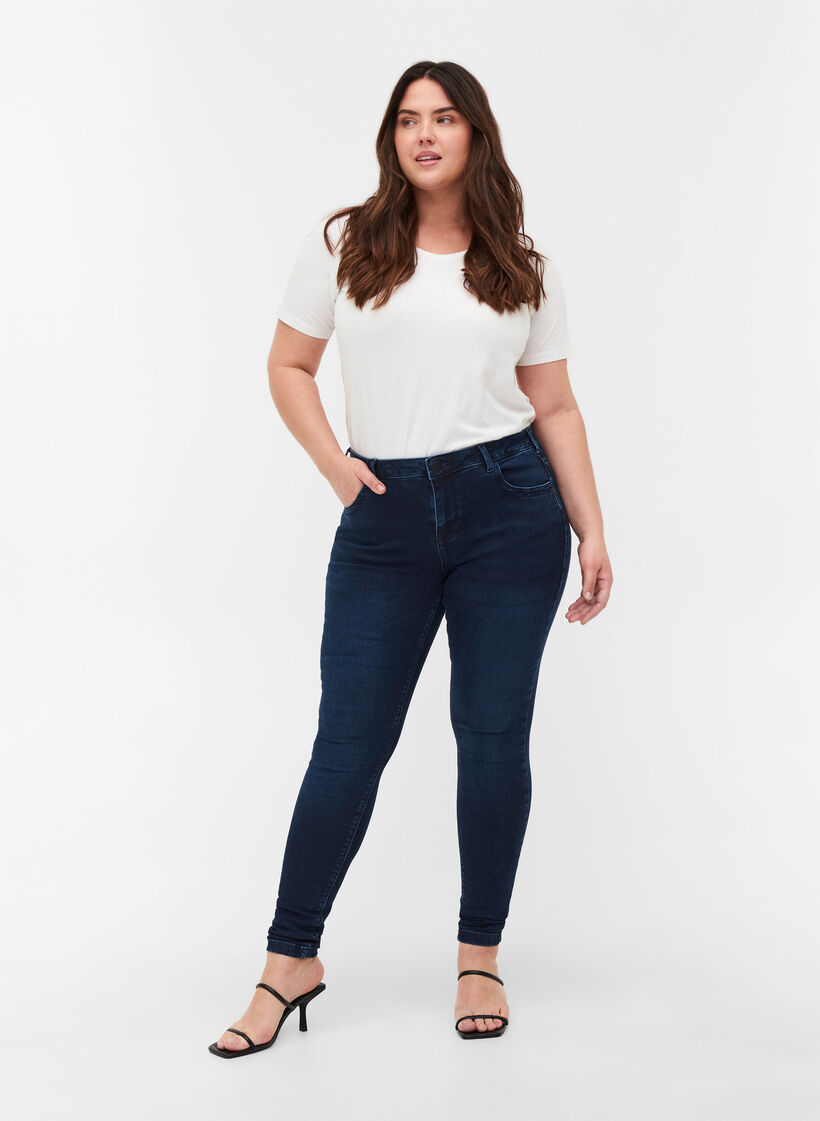 Super slim, high-rise Amy jeans - Blue - Sz. 42-60 - Zizzifashion