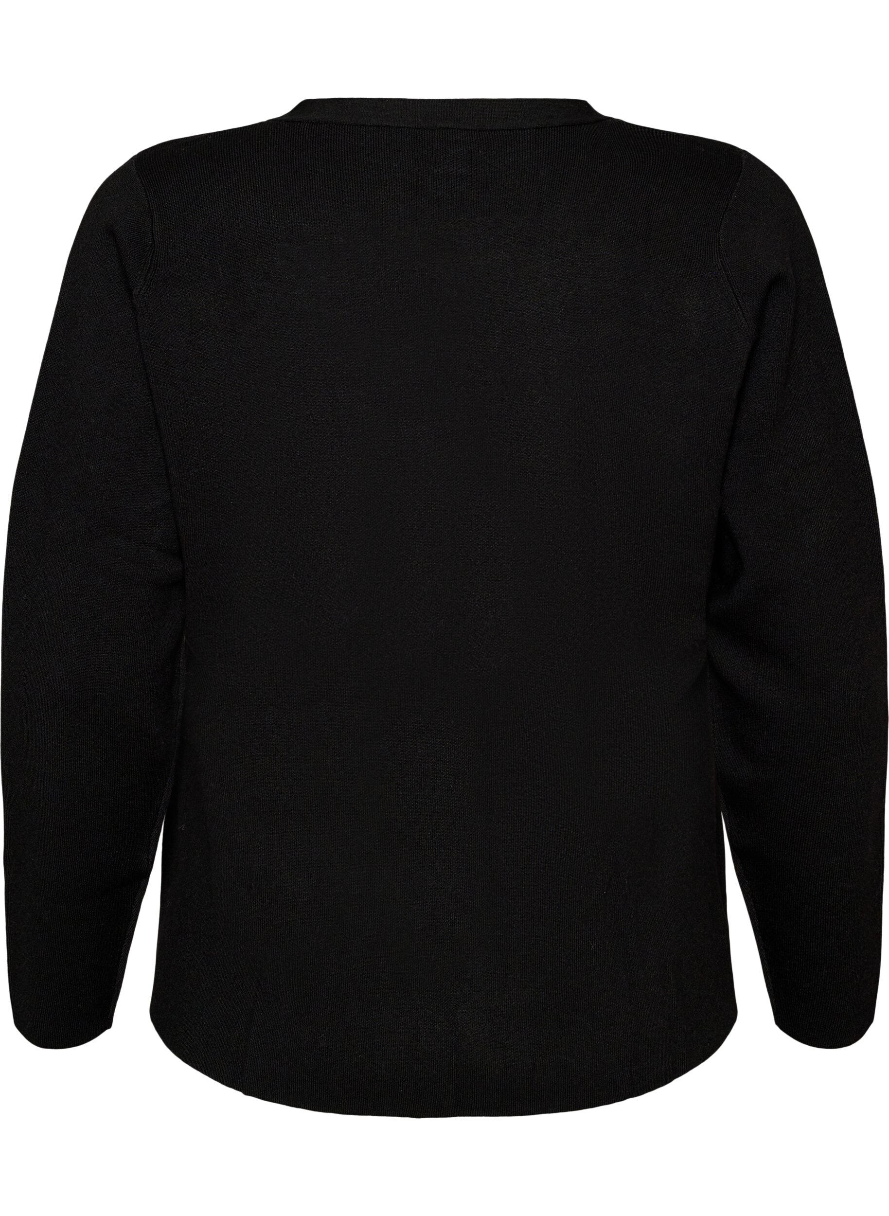 ZizzifashionFine-knit cardigan with decorative buttons, Black, Packshot image number 1