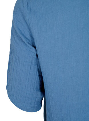 Short sleeve dress in 100% cotton, Moonlight Blue, Packshot image number 3