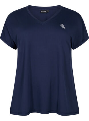 Short-sleeved sports T-shirt with V-neckline, Night Sky, Packshot image number 0