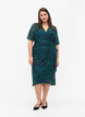 Printed wrap midi dress, Black Green AOP, Model image number 2