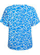 Short-sleeved blouse with round neck, Blue, Packshot image number 1