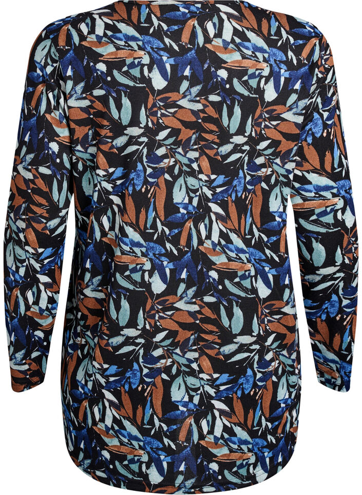 Patterned blouse with long sleeves, Blue, Packshot image number 1
