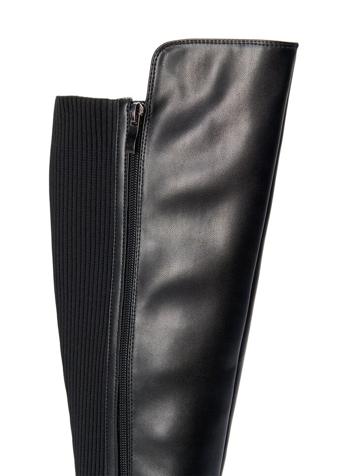 Wide fit - High boot with elastic and zip, Black, Packshot image number 4