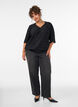 Blouse with wavy texture and balloon shape, Black, Model image number 1