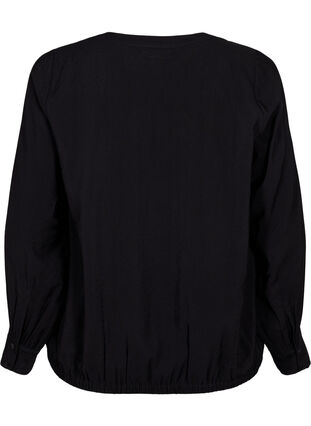 Viscose blouse with v-neck, Black, Packshot image number 1