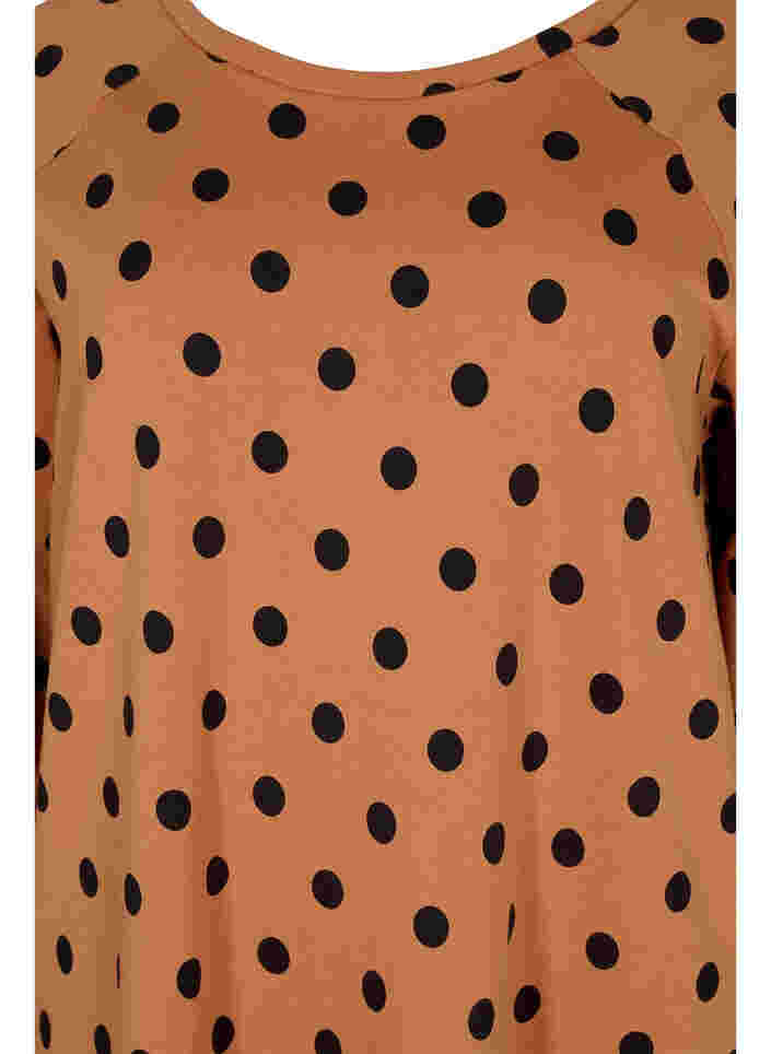 Polka dot dress with 3/4 sleeves, Almond Black Dot, Packshot image number 2
