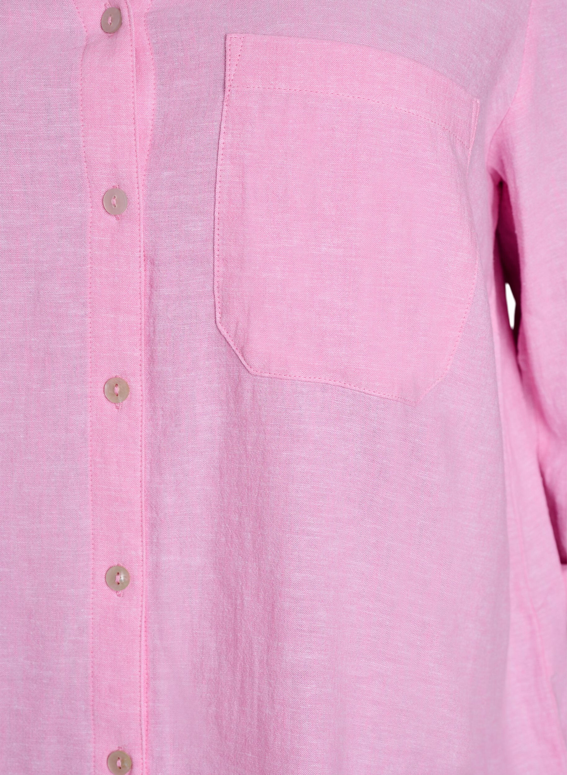 Zizzifashion Shirt in linen and viscose with 3/4 sleeves, Pink, Packshot image number 2