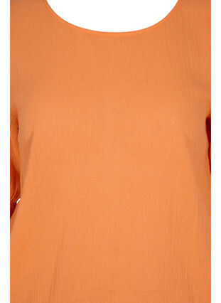 Short-sleeved cotton blouse with smock, Nectarine, Packshot image number 2