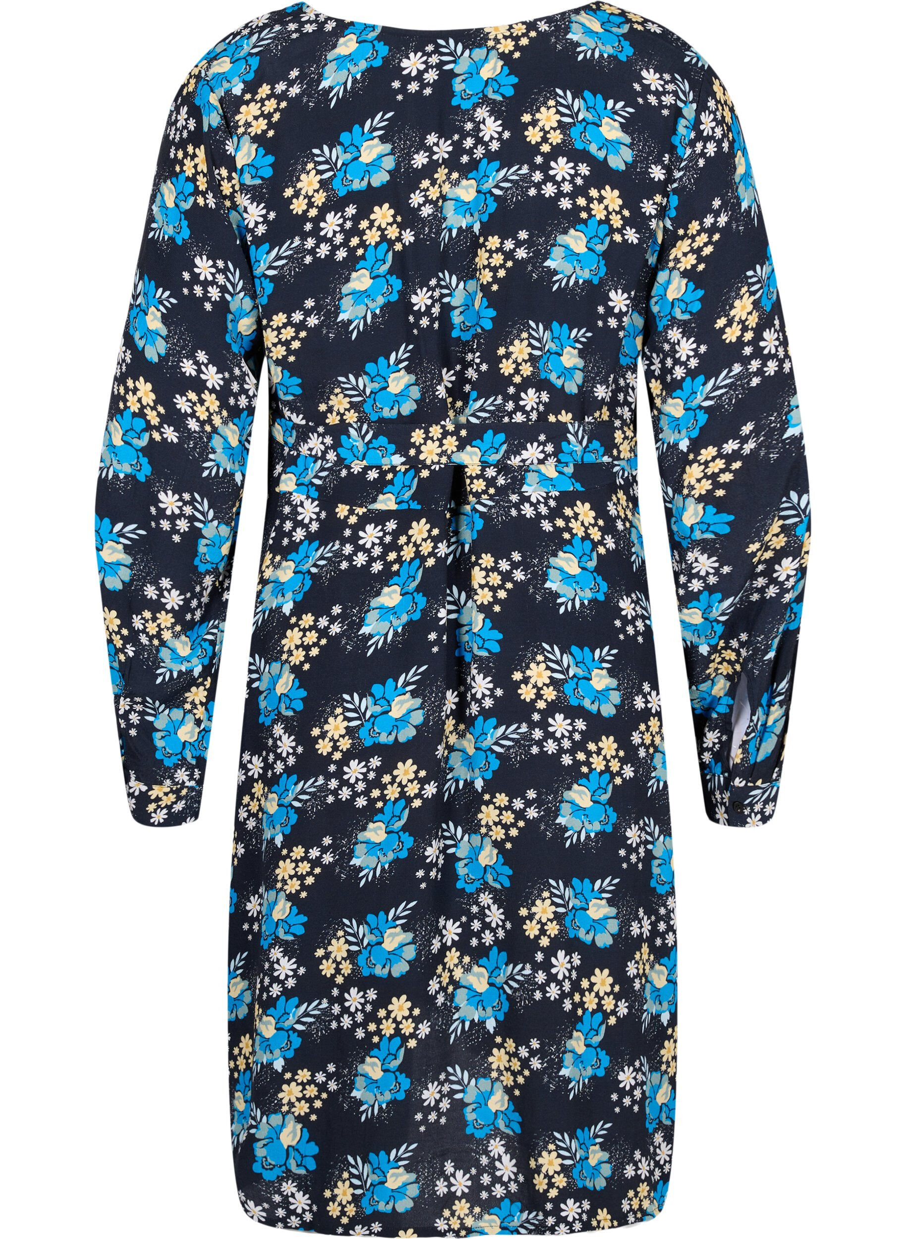 Zizzifashion Floral maternity wrap dress in viscose, Blue, Packshot image number 1