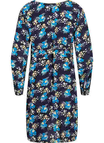 Floral maternity wrap dress in viscose, Blue Flower AOP, Packshot image number 1