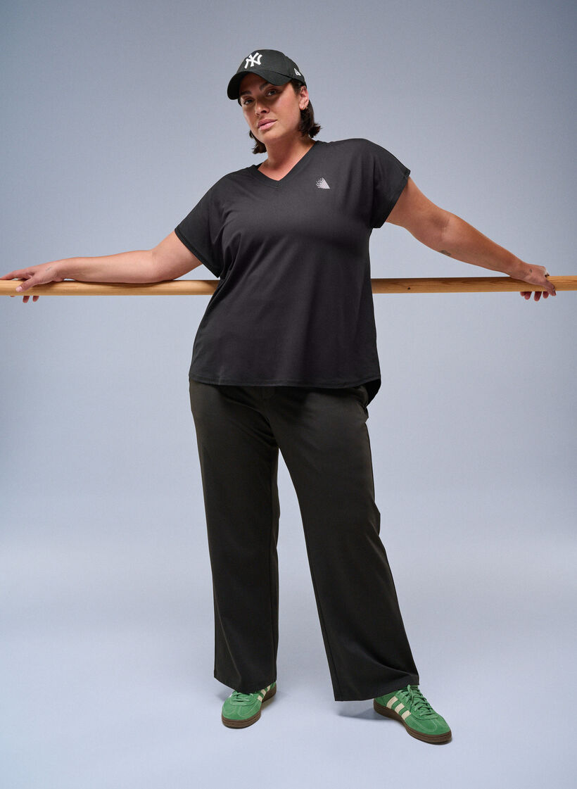 Stylish workout trousers with a slight flare, Black, Image