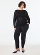 Blouse with eyelet pattern and long sleeves, Black, Model image number 1