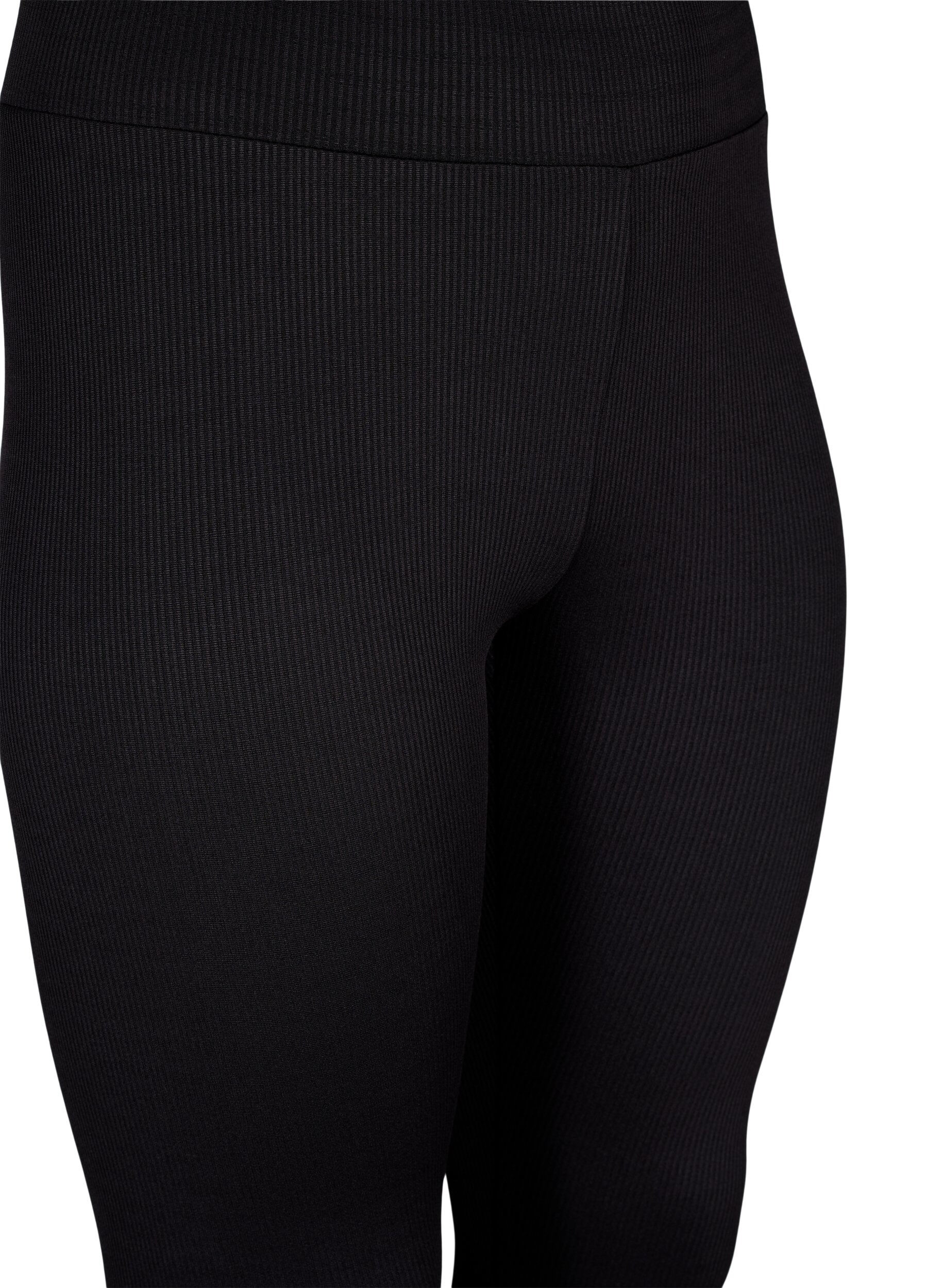Zizzifashion Leggings with stretch and ribbed structure, Black, Packshot image number 2