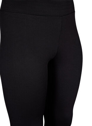 Leggings with stretch and ribbed structure, Black, Packshot image number 2