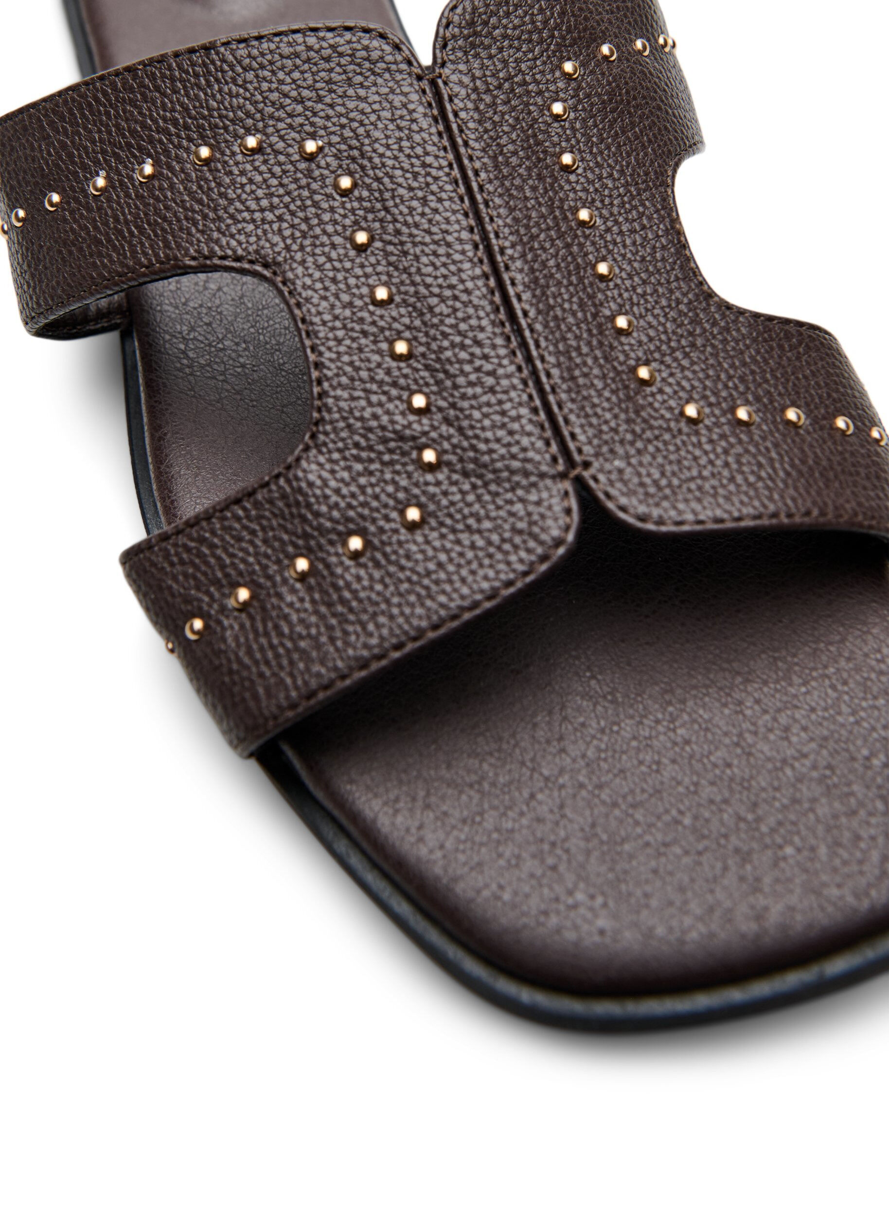 Zizzifashion Flat sandals with studs, Brown, Packshot image number 3