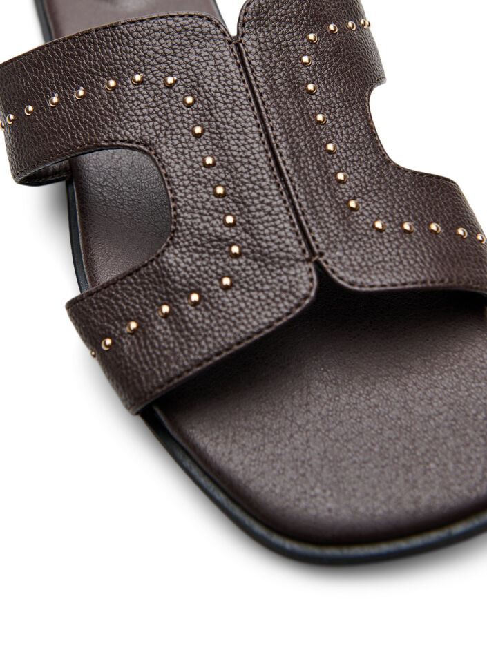 Flat sandals with studs, Brown, Packshot image number 3