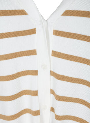 Striped knitted cardigan with buttons, Cloud Dancer, Packshot image number 2