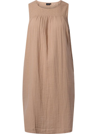 Sleeveless midi dress in cotton, Natural, Packshot image number 0
