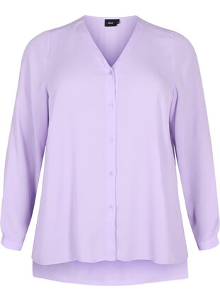Long-sleeved shirt with v-neck, Purple Rose, Packshot image number 0