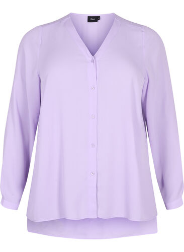 Long-sleeved shirt with v-neck, Purple Rose, Packshot image number 0