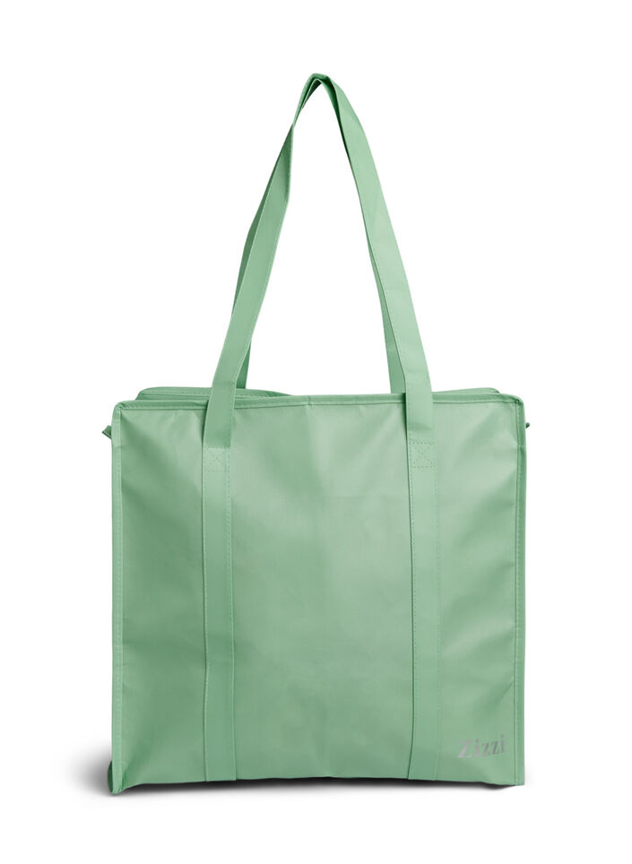 Shopping bag with zipper, Green, Packshot image number 1