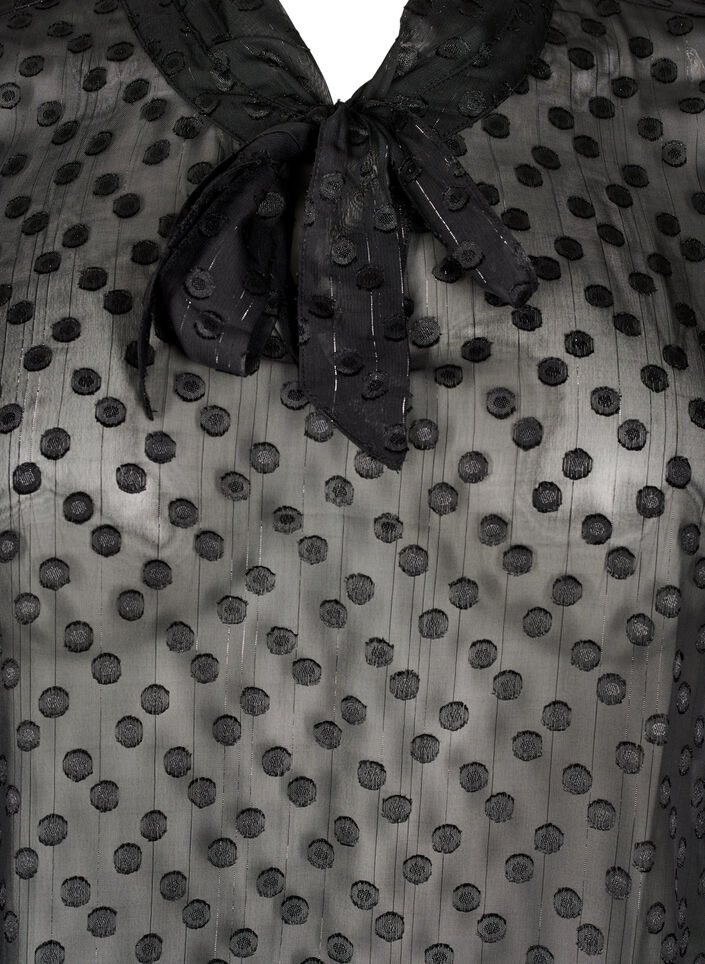 Chiffon blouse with a dotted texture, Black, Packshot image number 2