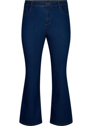 FLASH - High waisted jeans with bootcut, Blue denim, Packshot image number 0