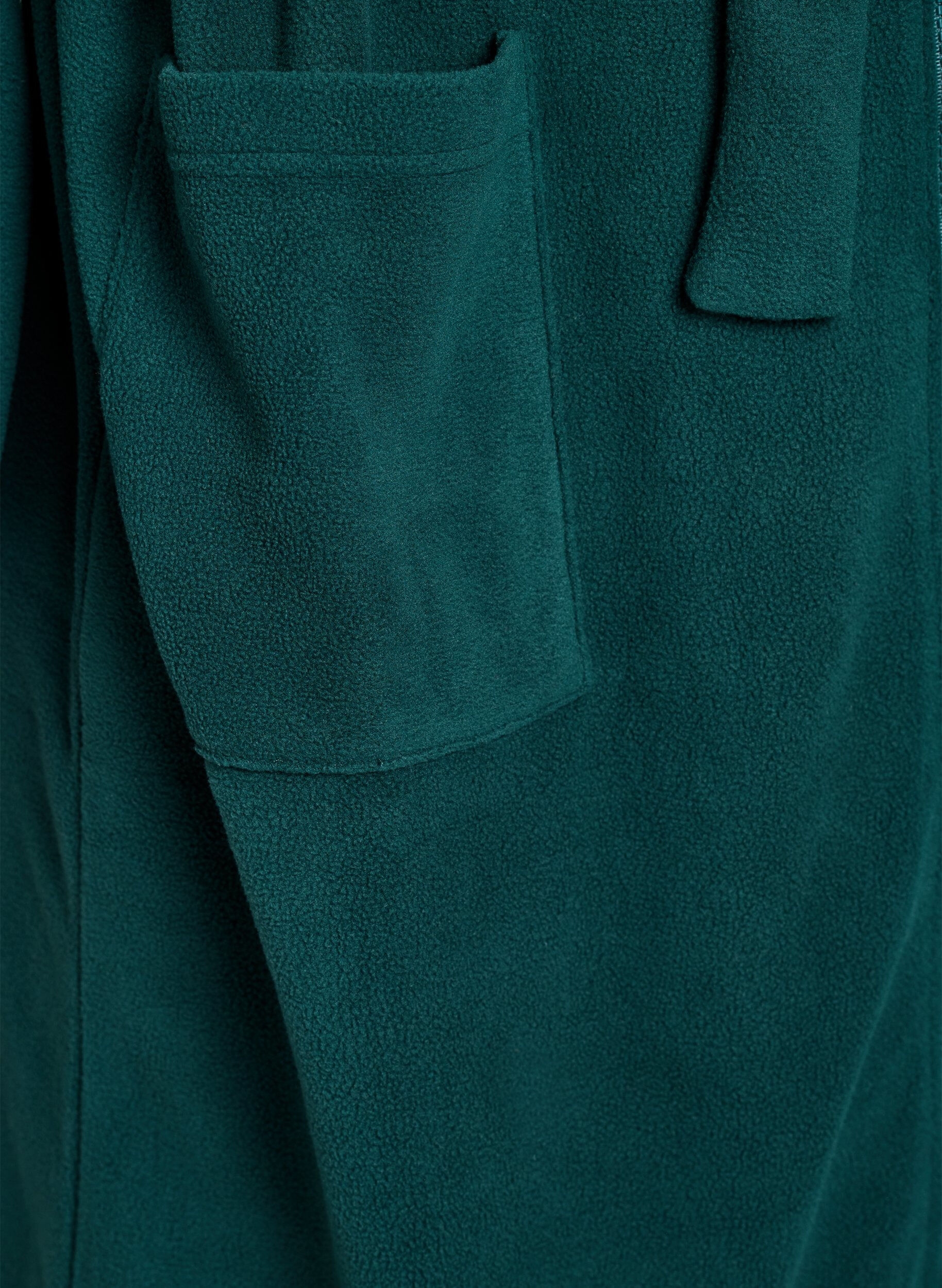 Zizzifashion Morning robe with zipper and hood, Green, Packshot image number 3