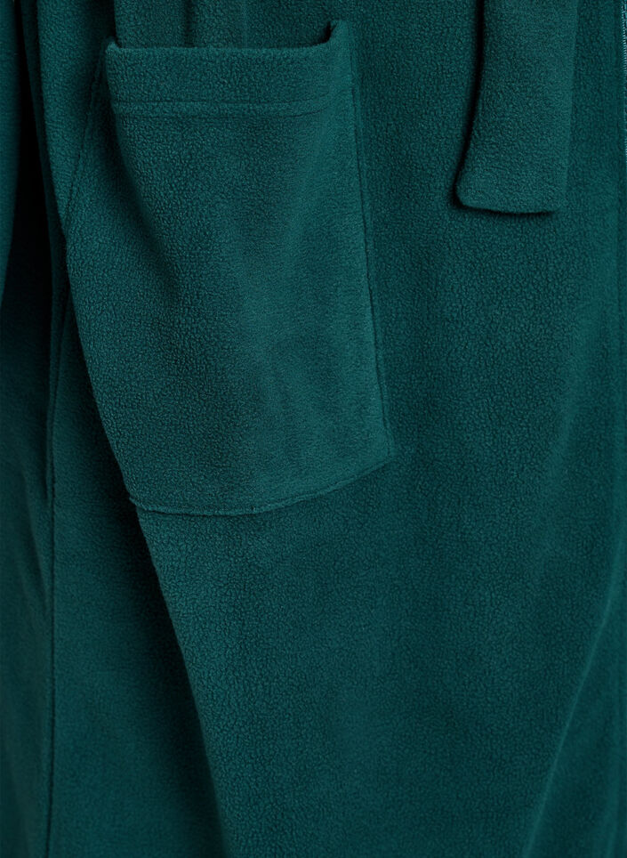 Morning robe with zipper and hood, Green, Packshot image number 3