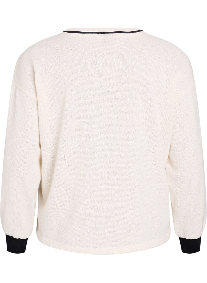 Sweatshirt in structured jersey with front print, Beige, Packshot image number 1