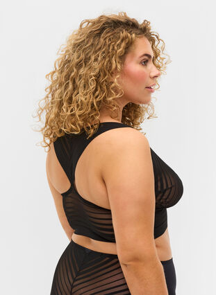 Striped mesh bra, Black, Model image number 1