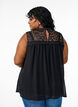 Sleeveless party top with crochet, Black, Model image number 2