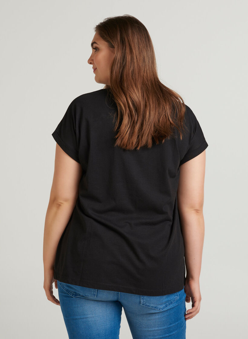 Cotton mix t-shirt, Black, Model image number 1