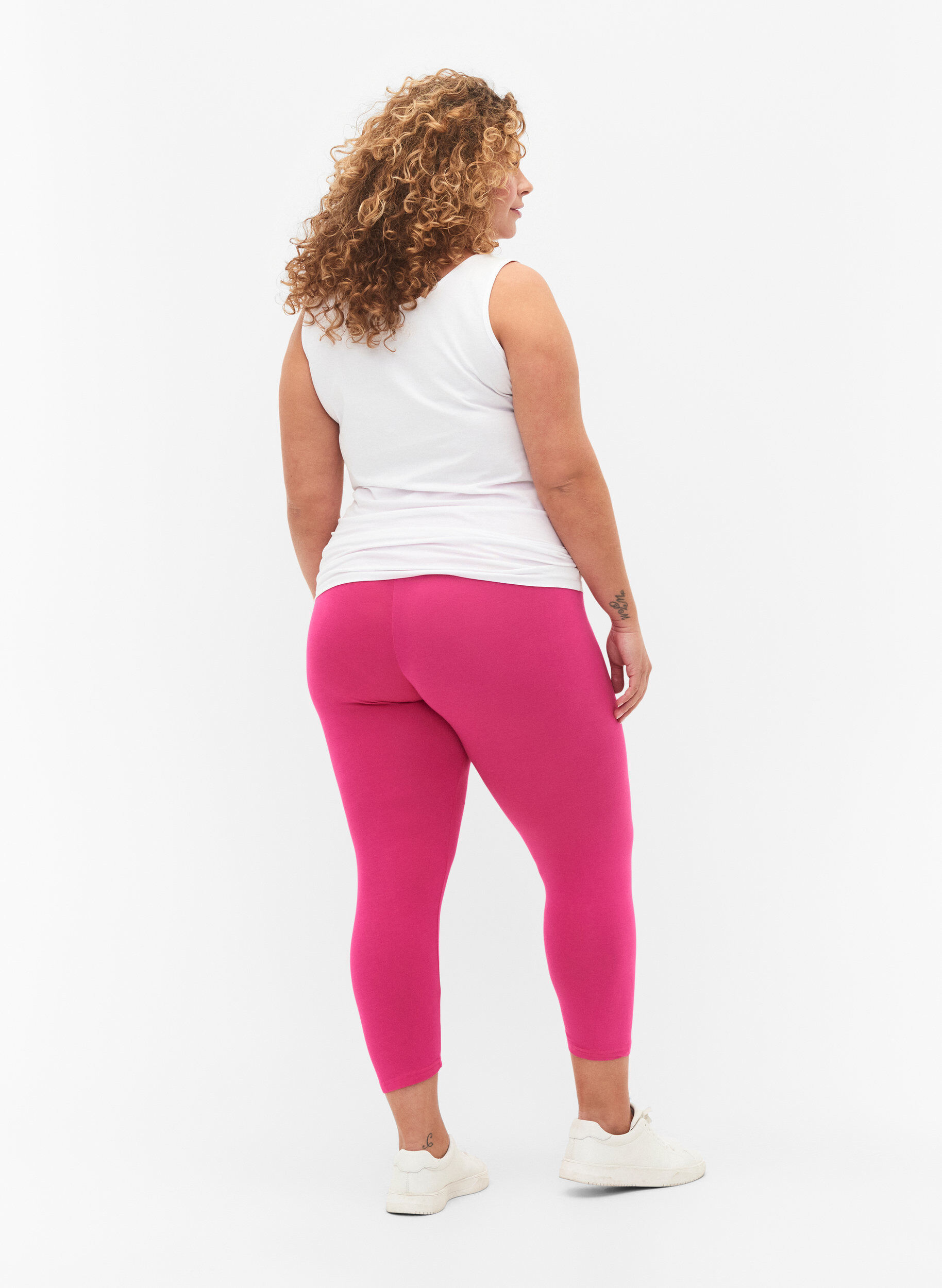 Zizzifashion Basic 3/4-length viscose leggings, Pink, Model image number 2
