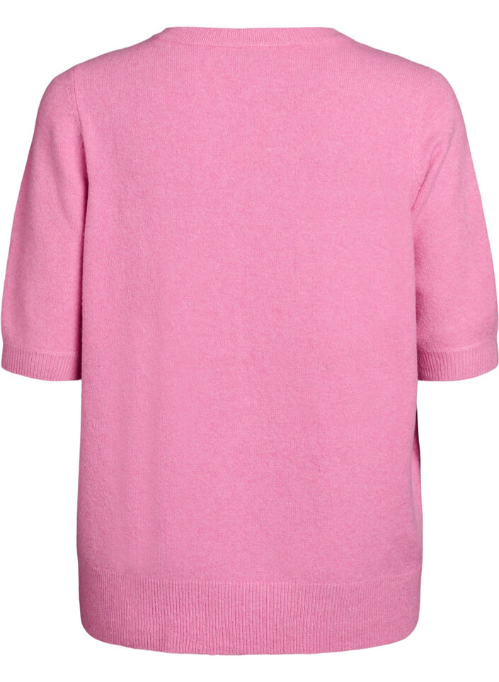 Knitted blouse with short sleeves, Pink, Packshot image number 1