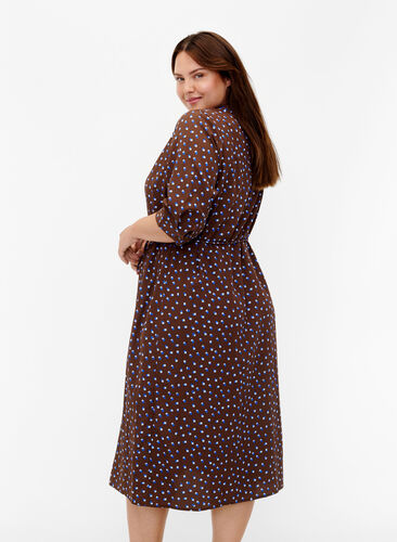 FLASH - Shirt dress with dots, Chicory Coffee AOP, Model image number 1