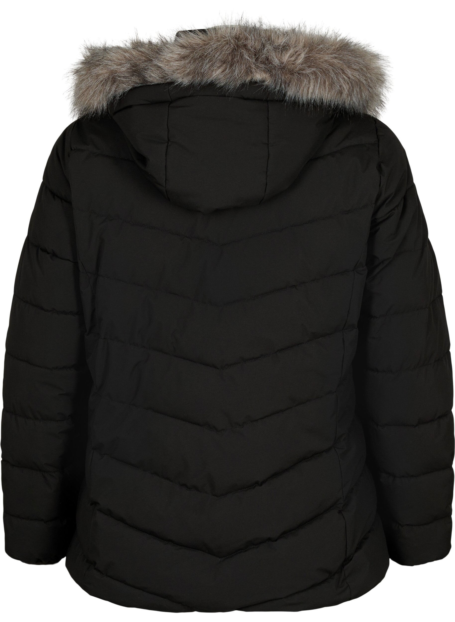 ZizzifashionShort puffer jacket with hood, Black, Packshot image number 1