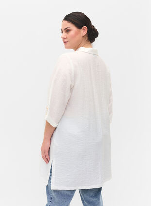 Long shirt with 3/4 sleeves, Bright White, Model image number 1