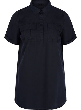 Short-sleeved tunic with collar