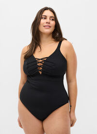 Swimsuit with string details, Black, Model