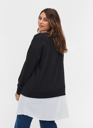 Sweater with attached shirt, Black, Model image number 1