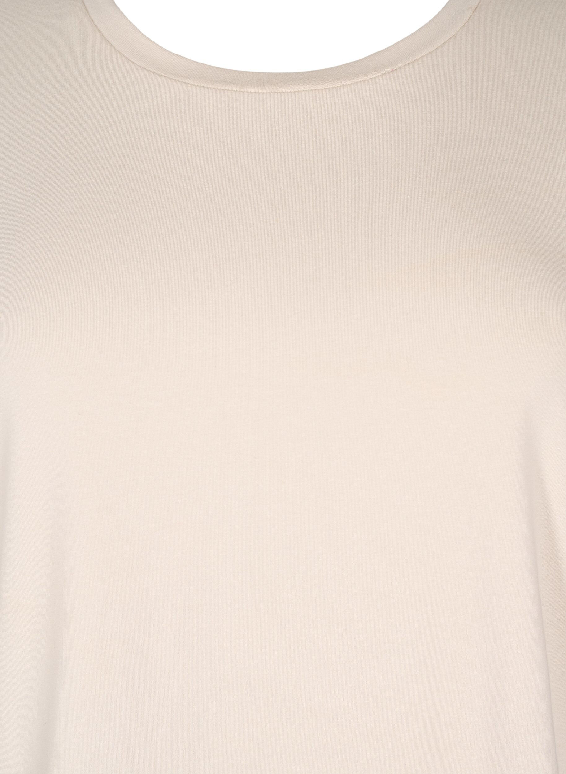 Zizzifashion T-shirt with broderie anglaise and scalloped edges, Beige, Packshot image number 2