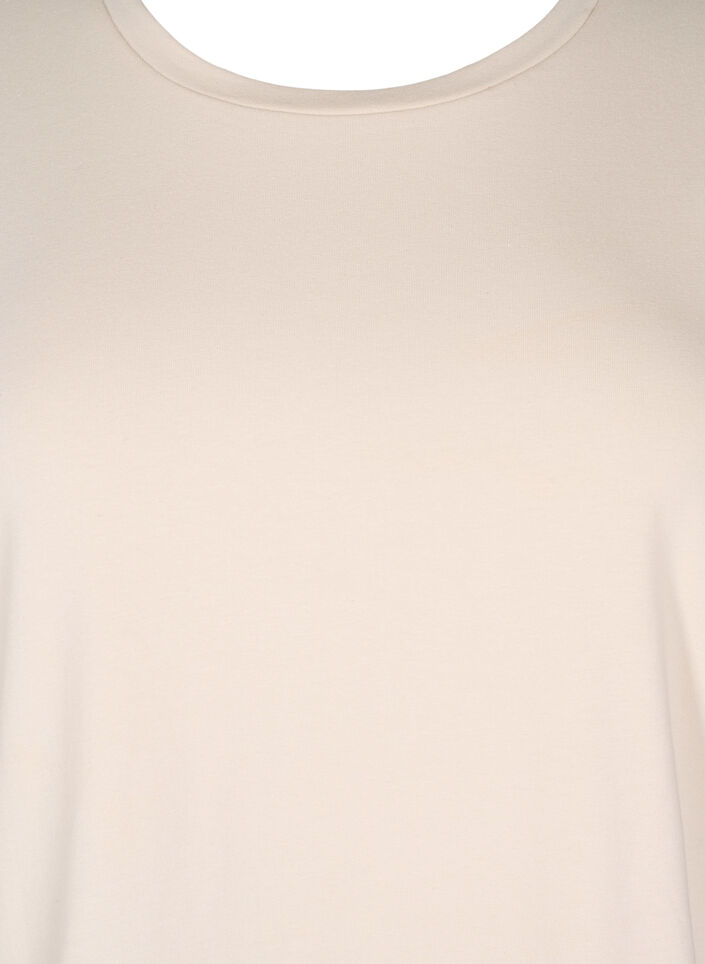 T-shirt with broderie anglaise and scalloped edges, Beige, Packshot image number 2