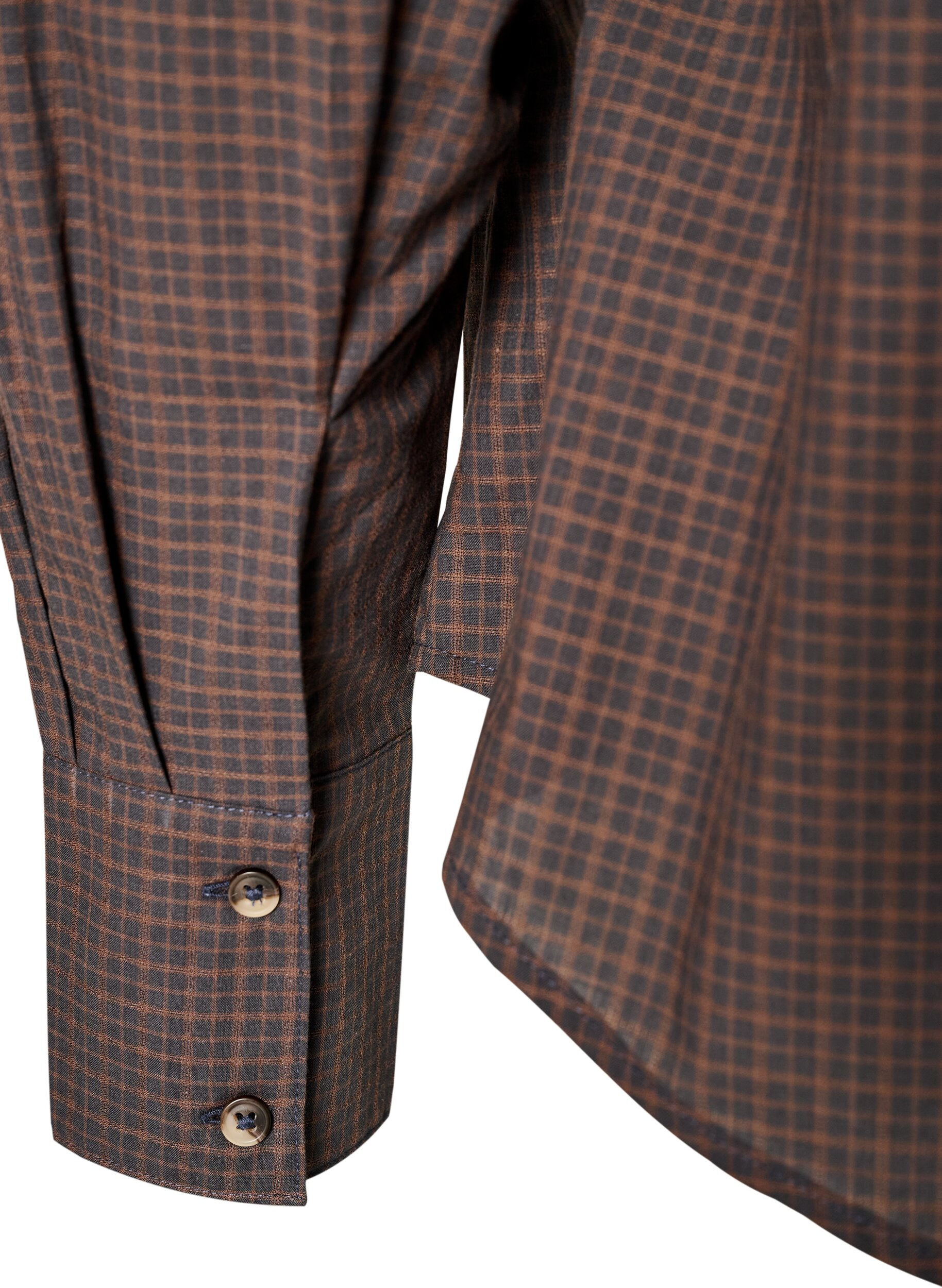 ZizzifashionCotton shirt with checked pattern, Brown, Packshot image number 4