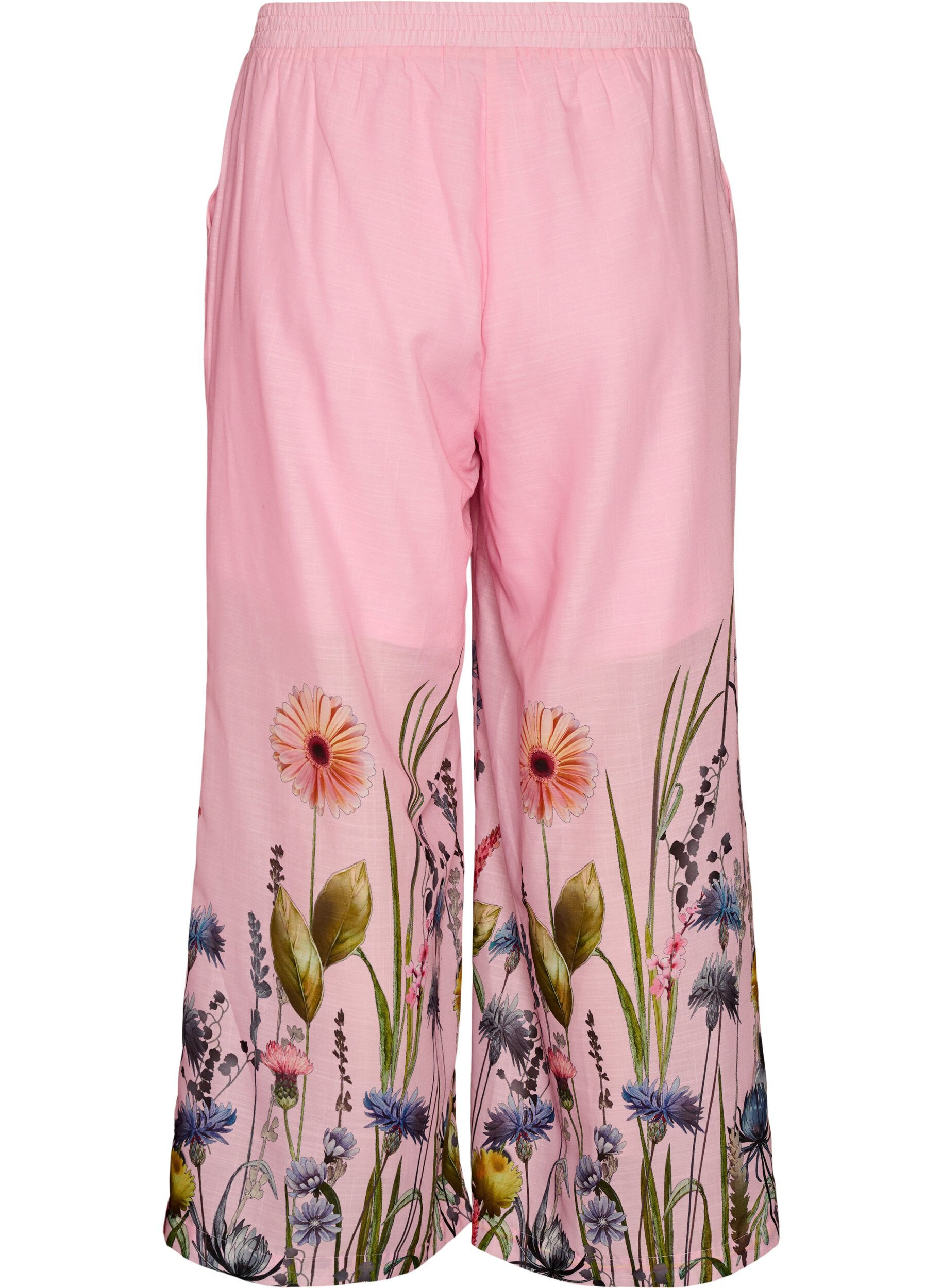 Zizzifashion Trousers with floral print and wide legs, Pink, Packshot image number 1