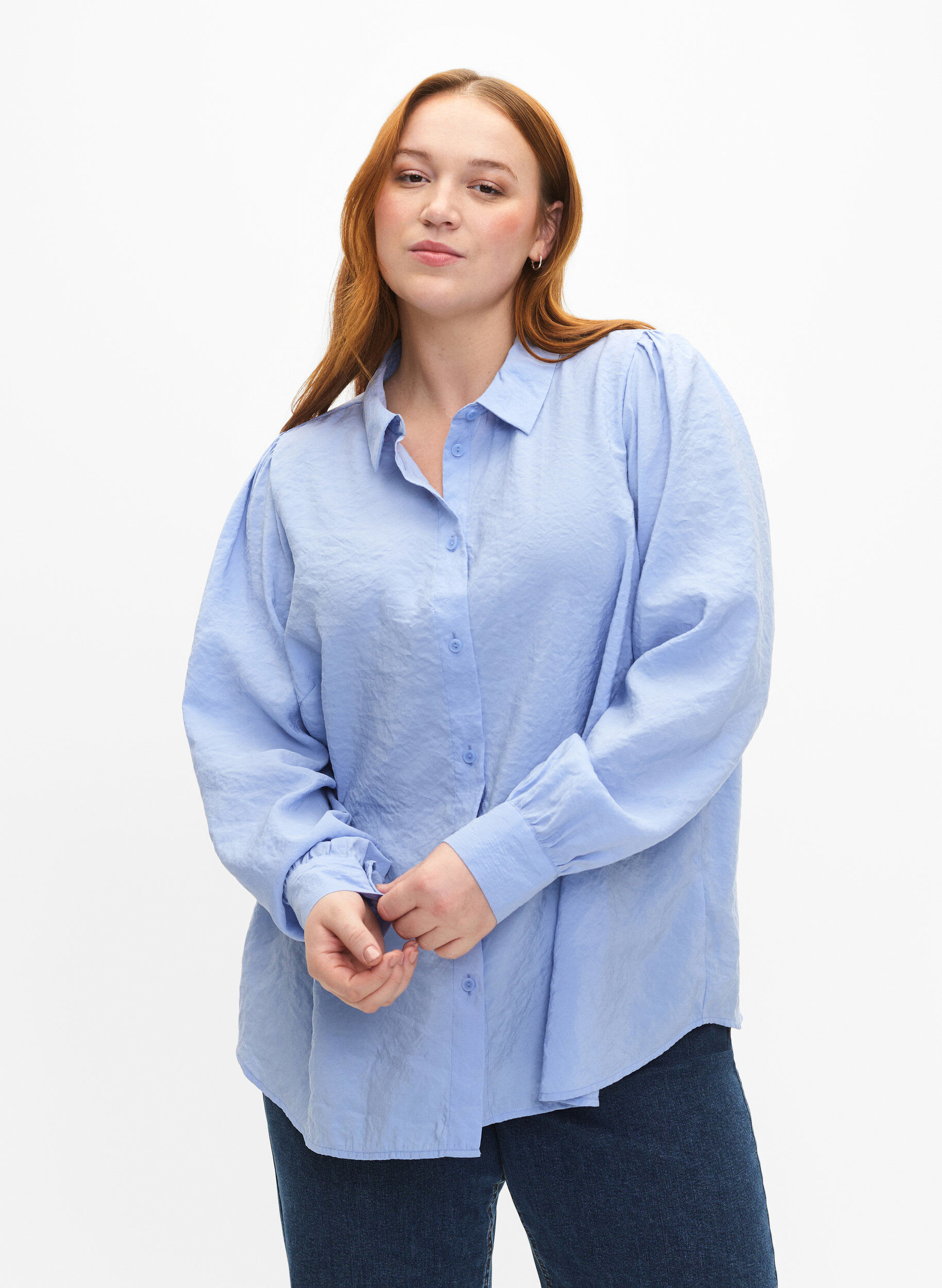 Zizzifashion Long-sleeved shirt in TENCEL&trade; Modal, Serenity, Model image number 0